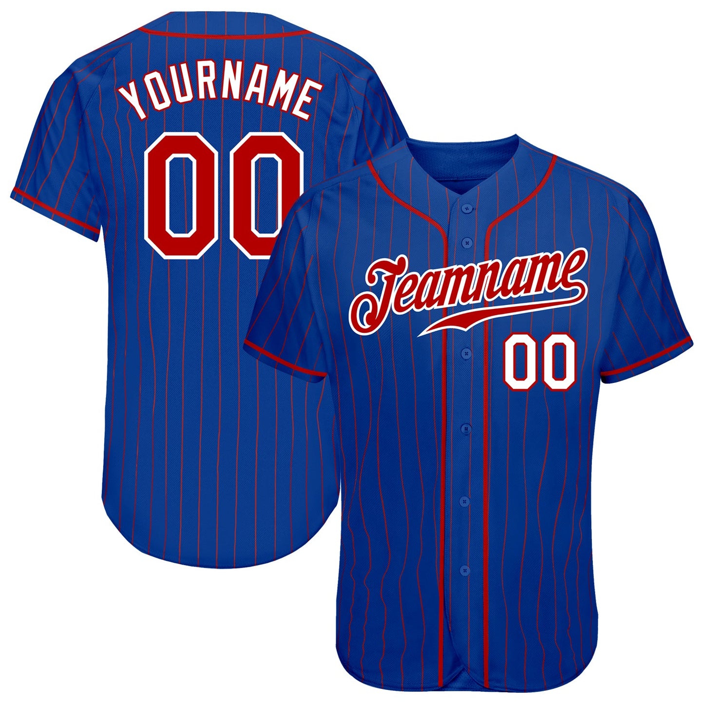 Custom Royal Red Pinstripe Red-White Authentic Baseball Jersey - Sky-Custom