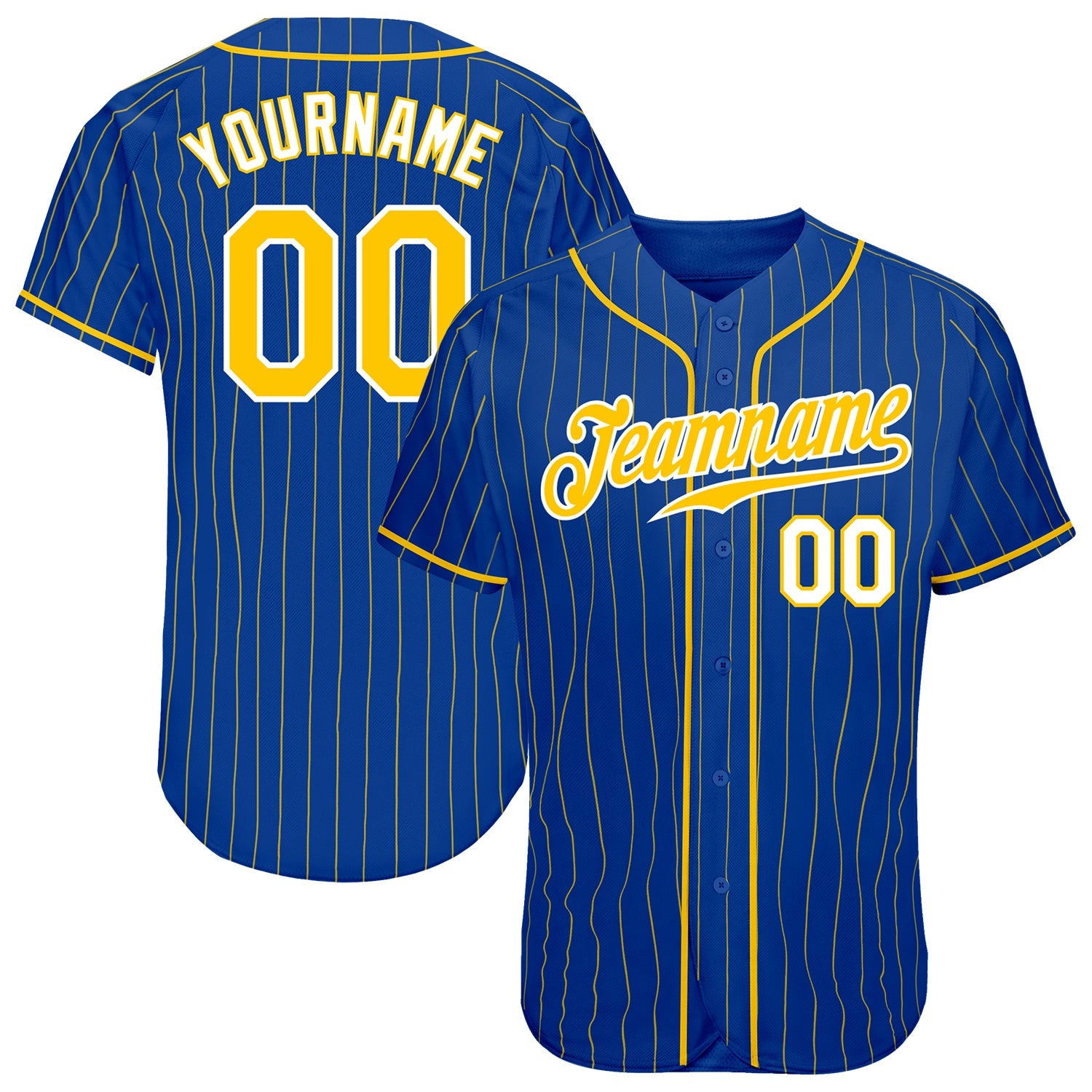 Custom Royal Gold Pinstripe Gold-White Authentic Baseball Jersey - Sky-Custom