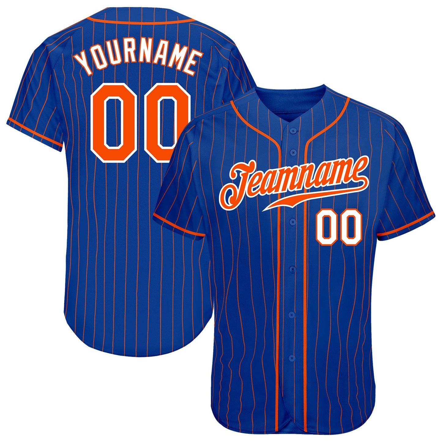 Custom Royal Orange Pinstripe Orange-White Authentic Baseball Jersey - Sky-Custom