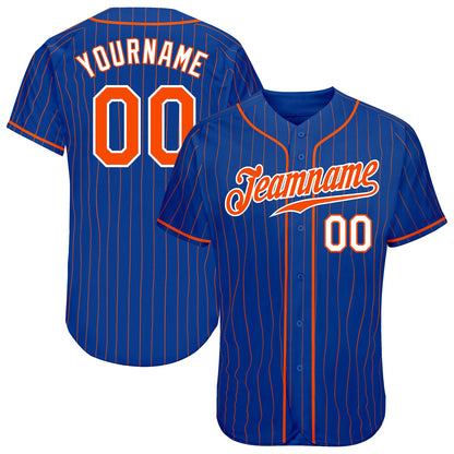 Custom Royal Orange Pinstripe Orange-White Authentic Baseball Jersey - Sky-Custom