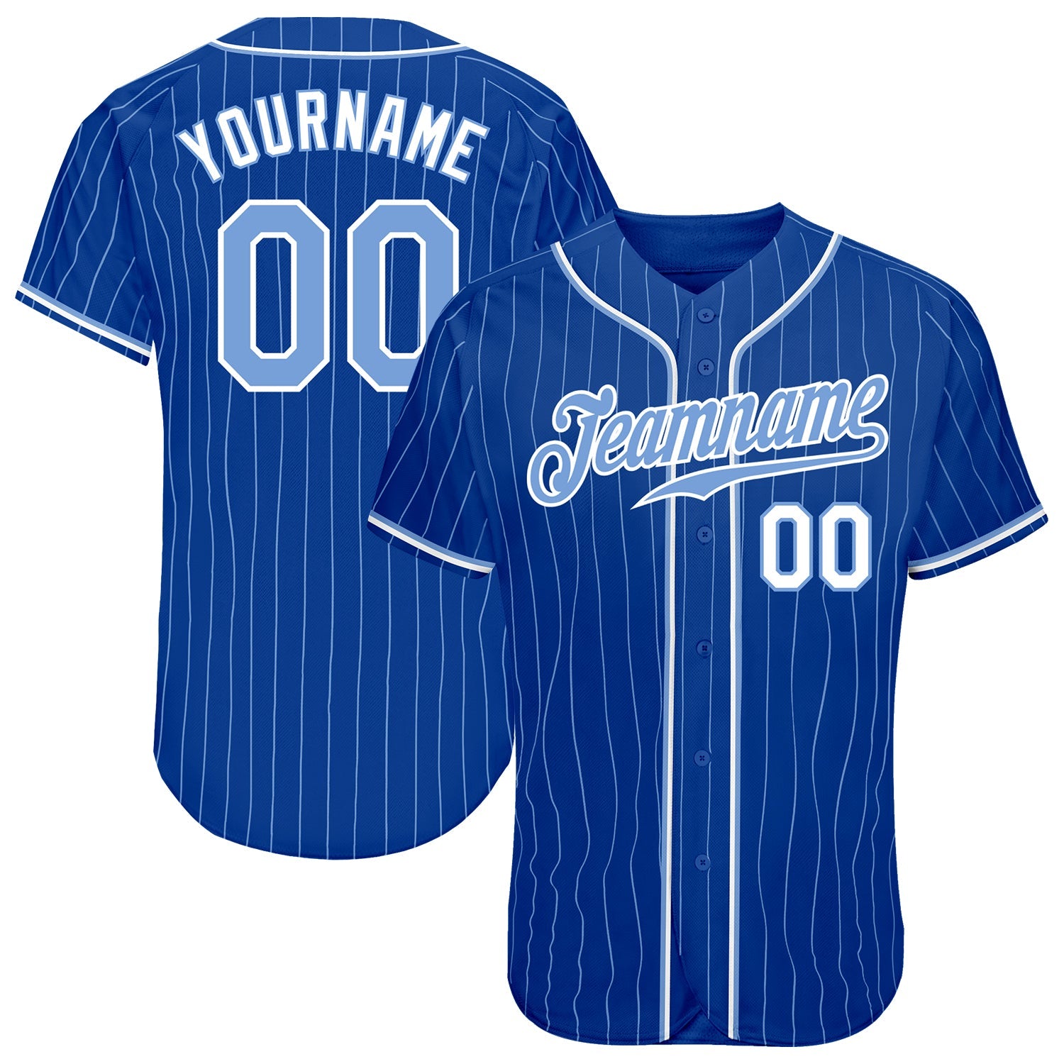 Custom Royal Light Blue Pinstripe Light Blue-White Authentic Baseball Jersey - Sky-Custom
