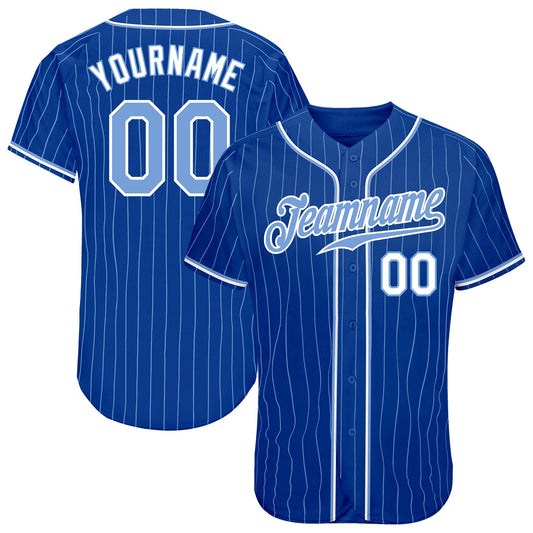 Custom Royal Light Blue Pinstripe Light Blue-White Authentic Baseball Jersey - Sky-Custom