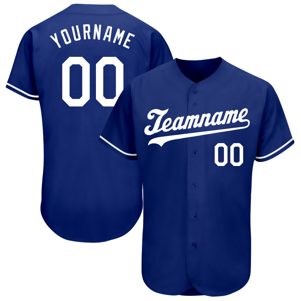 Custom Royal White Authentic Baseball Jersey - Sky-Custom