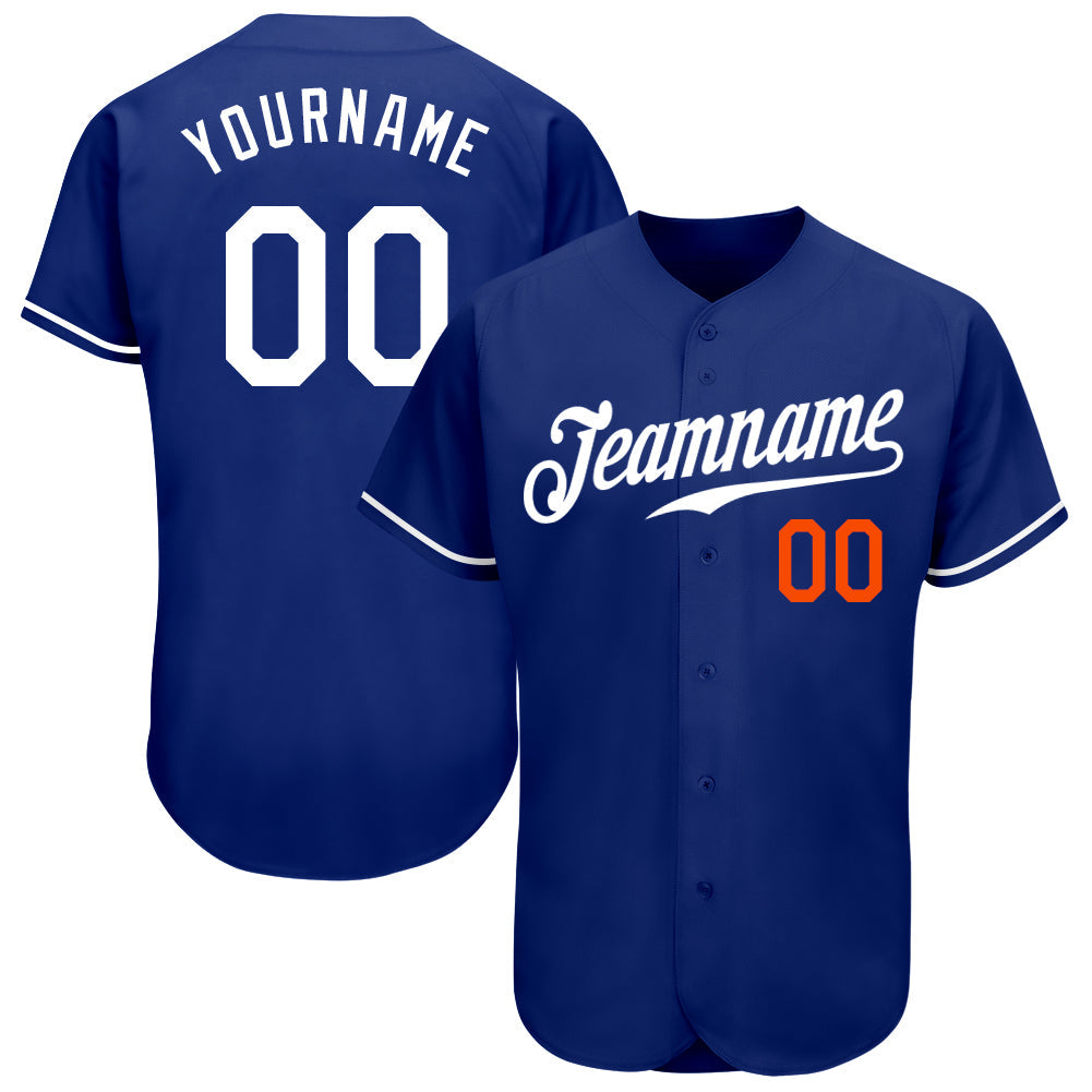 Custom Royal White-Orange Authentic Baseball Jersey - Sky-Custom