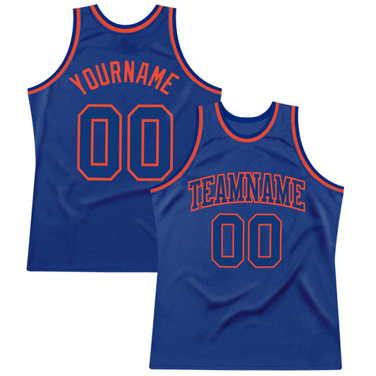 Custom Royal Royal-Orange Authentic Throwback Basketball Jersey - Sky-Custom