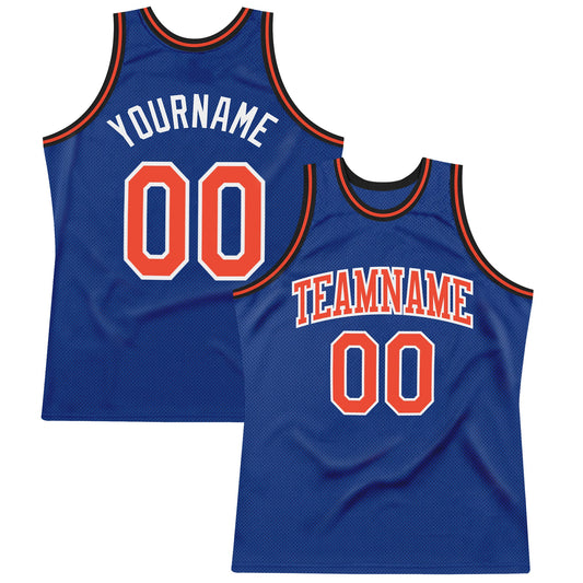 Custom Royal Orange-White Authentic Throwback Basketball Jersey - Sky-Custom