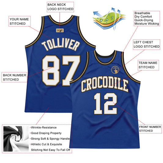 Custom Royal White-Old Gold Authentic Throwback Basketball Jersey - Sky-Custom