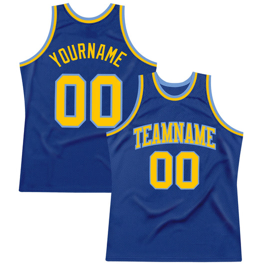 Custom Royal Gold-Light Blue Authentic Throwback Basketball Jersey - Sky-Custom