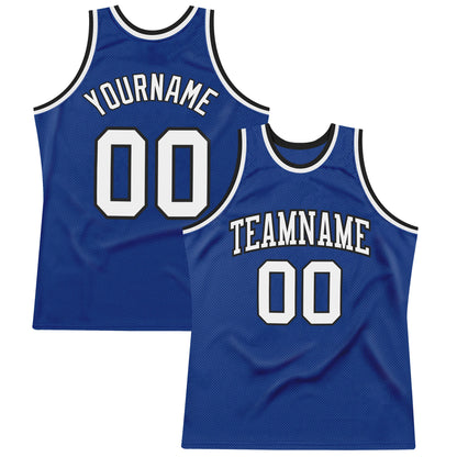 Custom Royal White-Black Authentic Throwback Basketball Jersey - Sky-Custom