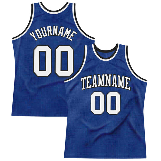 Custom Royal White-Black Authentic Throwback Basketball Jersey - Sky-Custom