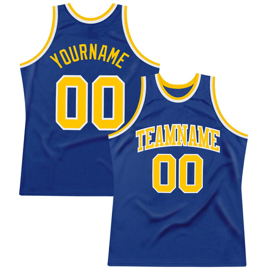Custom Royal Gold-White Authentic Throwback Basketball Jersey - Sky-Custom