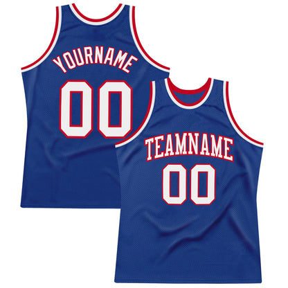 Custom Royal White-Red Authentic Throwback Basketball Jersey - Sky-Custom
