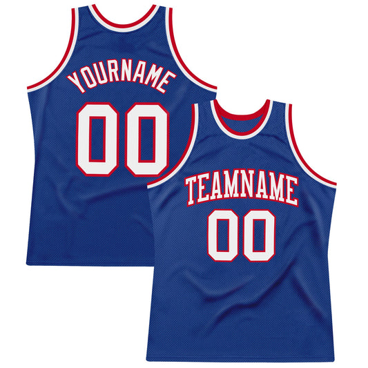 Custom Royal White-Red Authentic Throwback Basketball Jersey - Sky-Custom