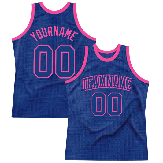 Custom Royal Royal-Pink Authentic Throwback Basketball Jersey - Sky-Custom