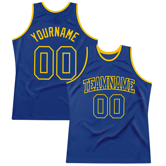 Custom Royal Royal-Gold Authentic Throwback Basketball Jersey - Sky-Custom