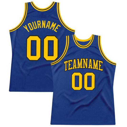 Custom Royal Gold-Black Authentic Throwback Basketball Jersey - Sky-Custom