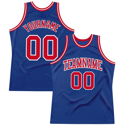 Custom Royal Red-White Authentic Throwback Basketball Jersey - Sky-Custom