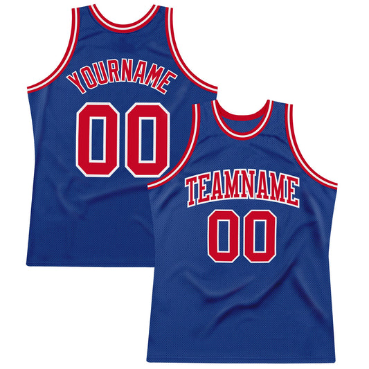Custom Royal Red-White Authentic Throwback Basketball Jersey - Sky-Custom