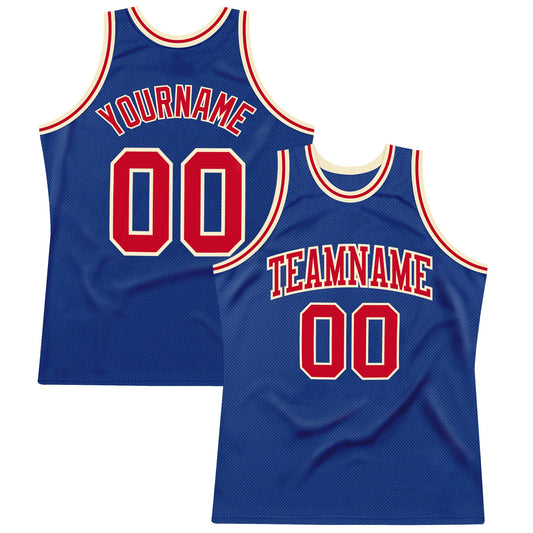 Custom Royal Red-Cream Authentic Throwback Basketball Jersey - Sky-Custom