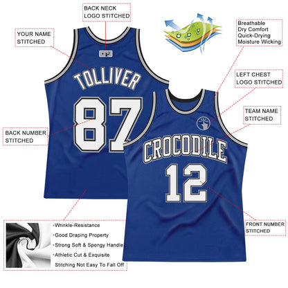 Custom Royal White-Black Authentic Throwback Basketball Jersey - Sky-Custom