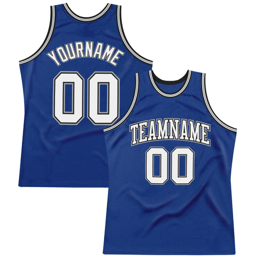 Custom Royal White-Black Authentic Throwback Basketball Jersey - Sky-Custom