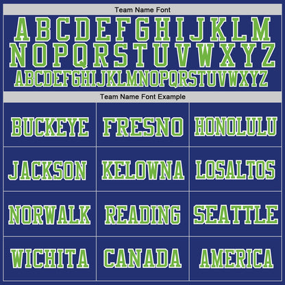 Custom Royal Neon Green-White Mesh Authentic Throwback Football Jersey - Sky-Custom