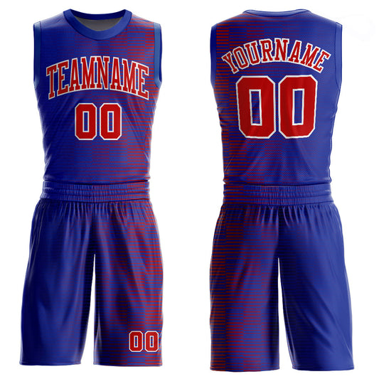 Custom Royal Red-White Round Neck Sublimation Basketball Suit Jersey - Sky-Custom