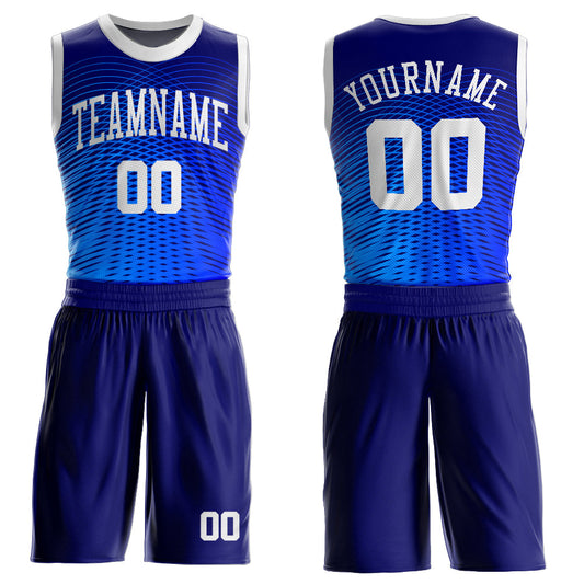 Custom Royal White-Navy Round Neck Sublimation Basketball Suit Jersey - Sky-Custom
