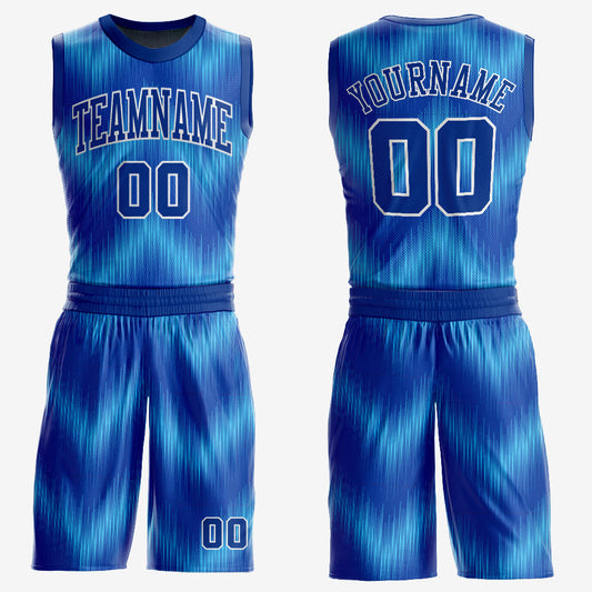 Custom Royal Royal-Light Blue Round Neck Sublimation Basketball Suit Jersey - Sky-Custom