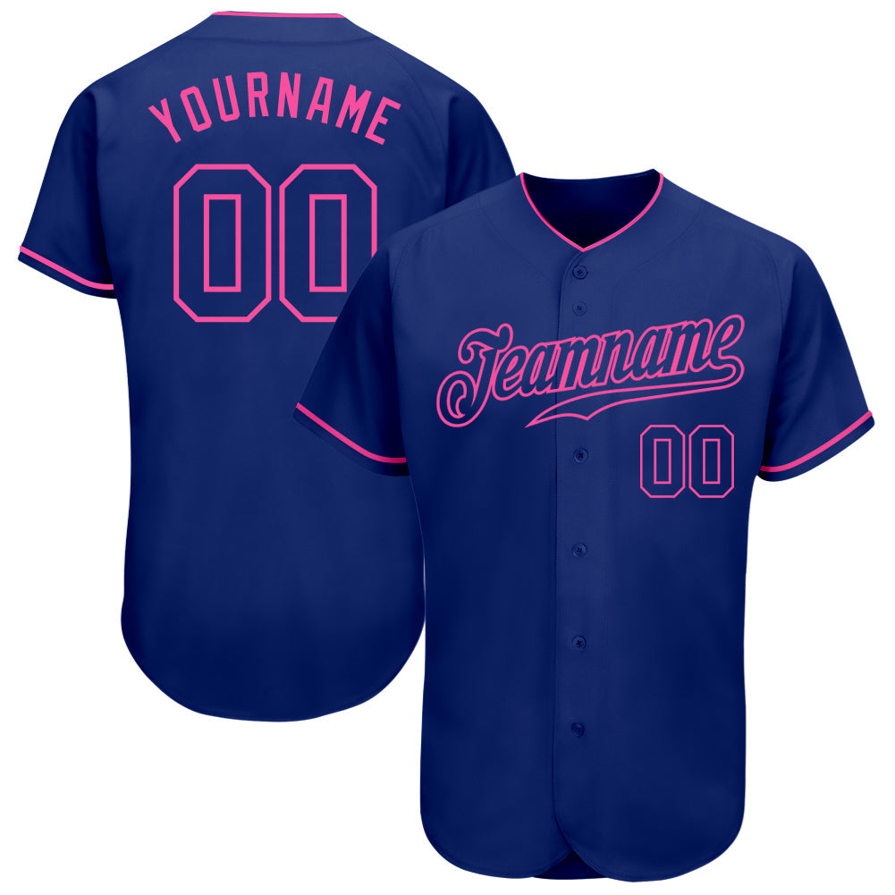 Custom Royal Royal-Pink Authentic Baseball Jersey - Sky-Custom