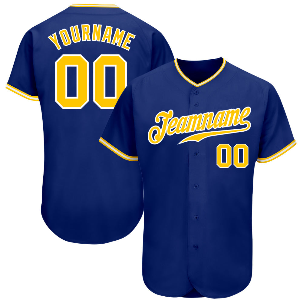 Custom Royal Gold-White Authentic Baseball Jersey - Sky-Custom