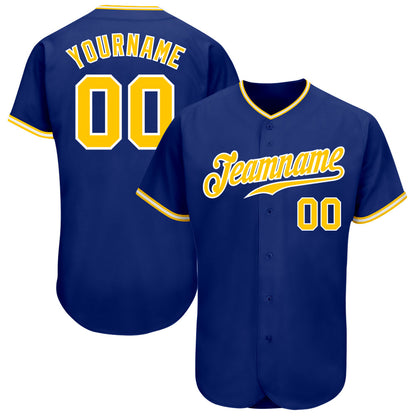 Custom Royal Gold-White Authentic Baseball Jersey - Sky-Custom