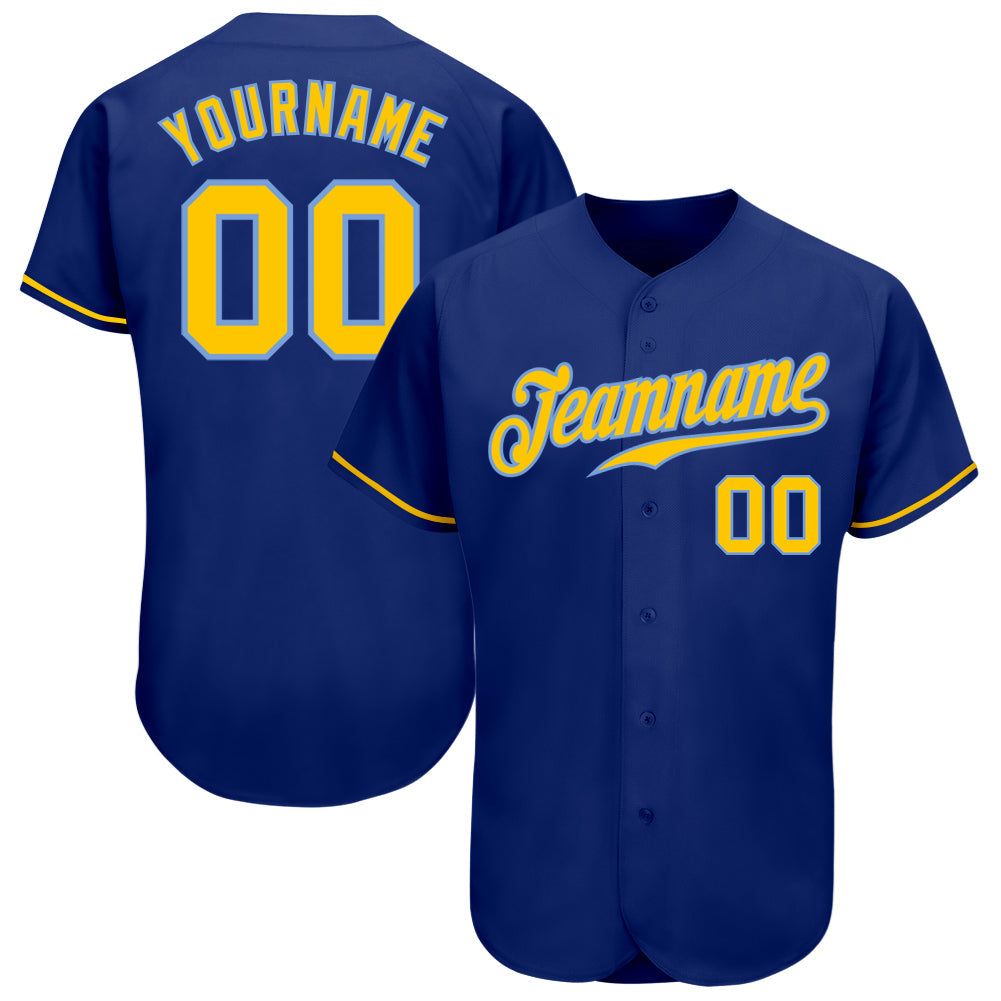 Custom Royal Gold-Light Blue Authentic Baseball Jersey - Sky-Custom