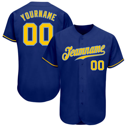 Custom Royal Gold-Light Blue Authentic Baseball Jersey - Sky-Custom