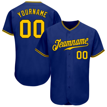 Custom Royal Gold-Black Authentic Baseball Jersey - Sky-Custom