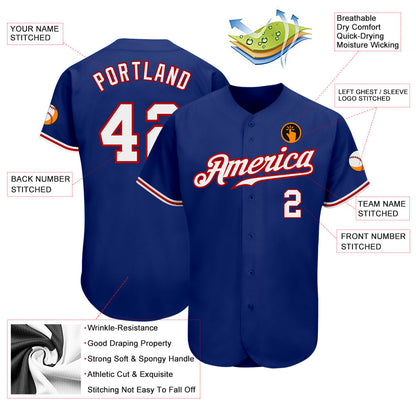 Custom Royal White-Red Authentic Baseball Jersey - Sky-Custom