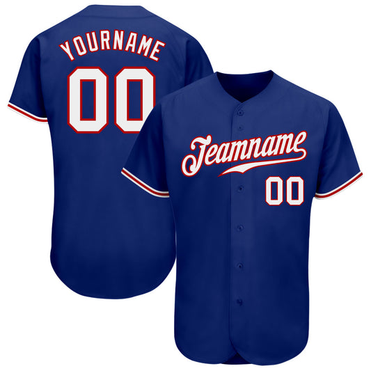 Custom Royal White-Red Authentic Baseball Jersey - Sky-Custom