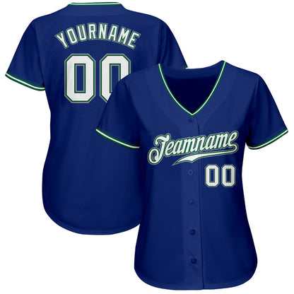 Custom Royal White Kelly Green-Gray Authentic Baseball Jersey - Sky-Custom