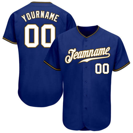 Custom Royal White Old Gold-Black Authentic Baseball Jersey - Sky-Custom