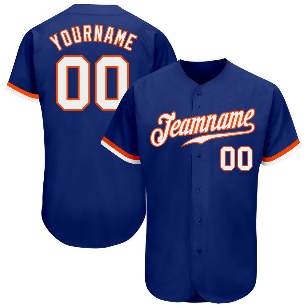 Custom Royal White-Orange Authentic Baseball Jersey - Sky-Custom