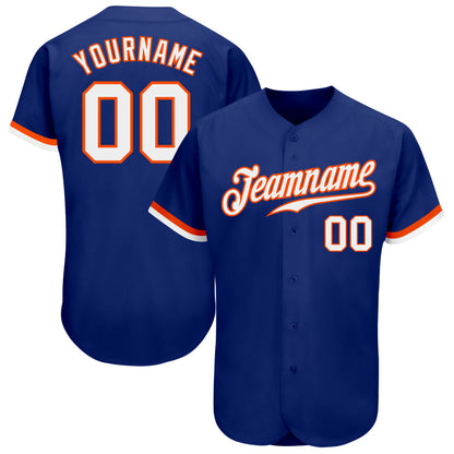 Custom Royal White-Orange Authentic Baseball Jersey - Sky-Custom