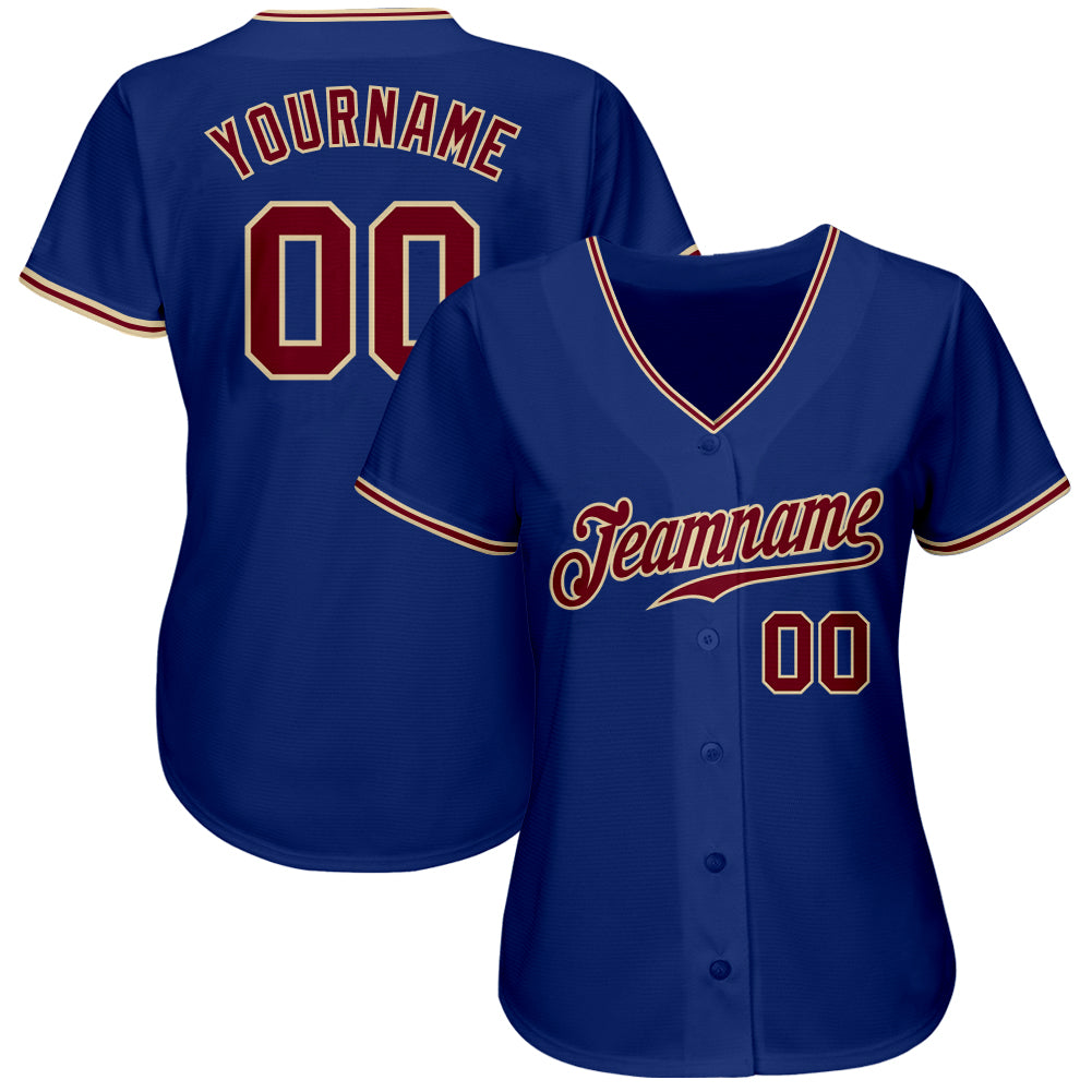 Custom Royal Crimson-City Cream Authentic Baseball Jersey - Sky-Custom