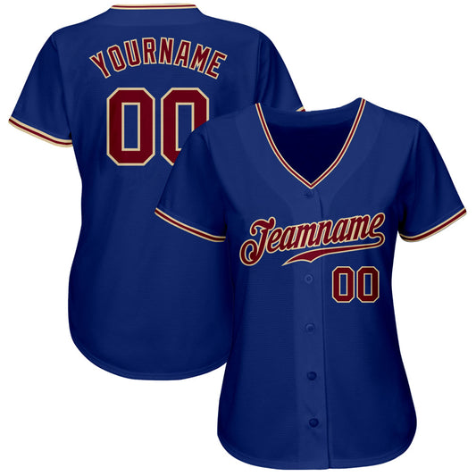 Custom Royal Crimson-City Cream Authentic Baseball Jersey - Sky-Custom