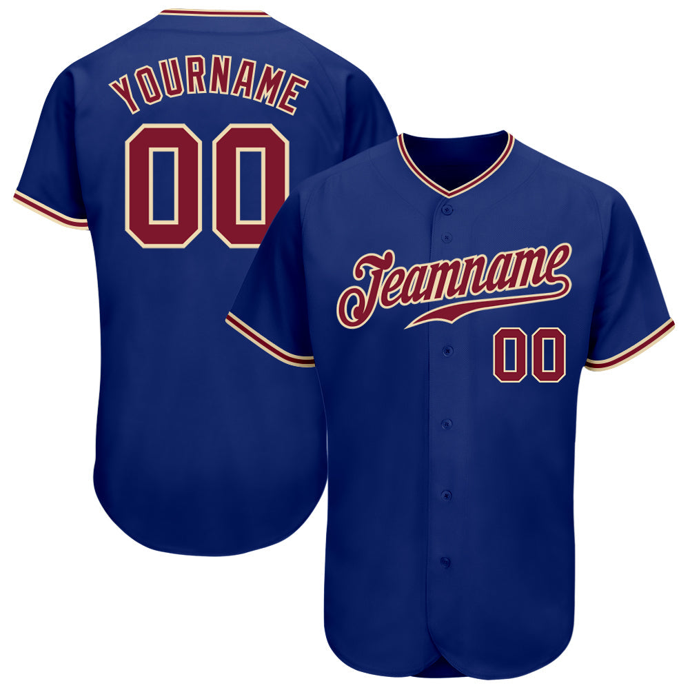 Custom Royal Crimson-City Cream Authentic Baseball Jersey - Sky-Custom