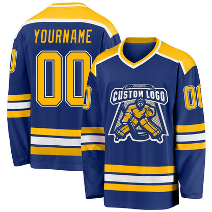 Custom Royal Gold-White Hockey Jersey - Sky-Custom