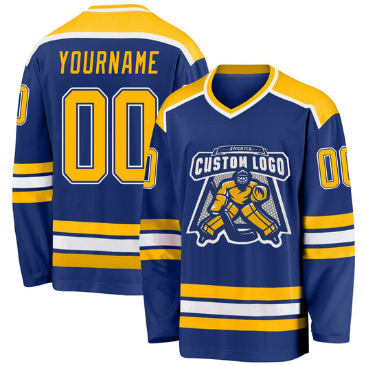 Custom Royal Gold-White Hockey Jersey - Sky-Custom