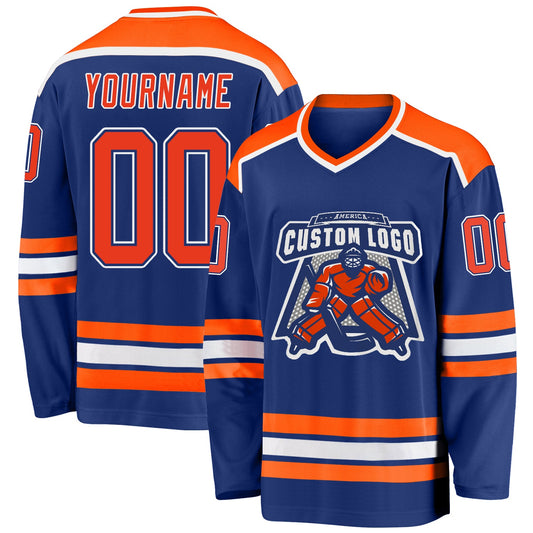 Custom Royal Orange-White Hockey Jersey - Sky-Custom