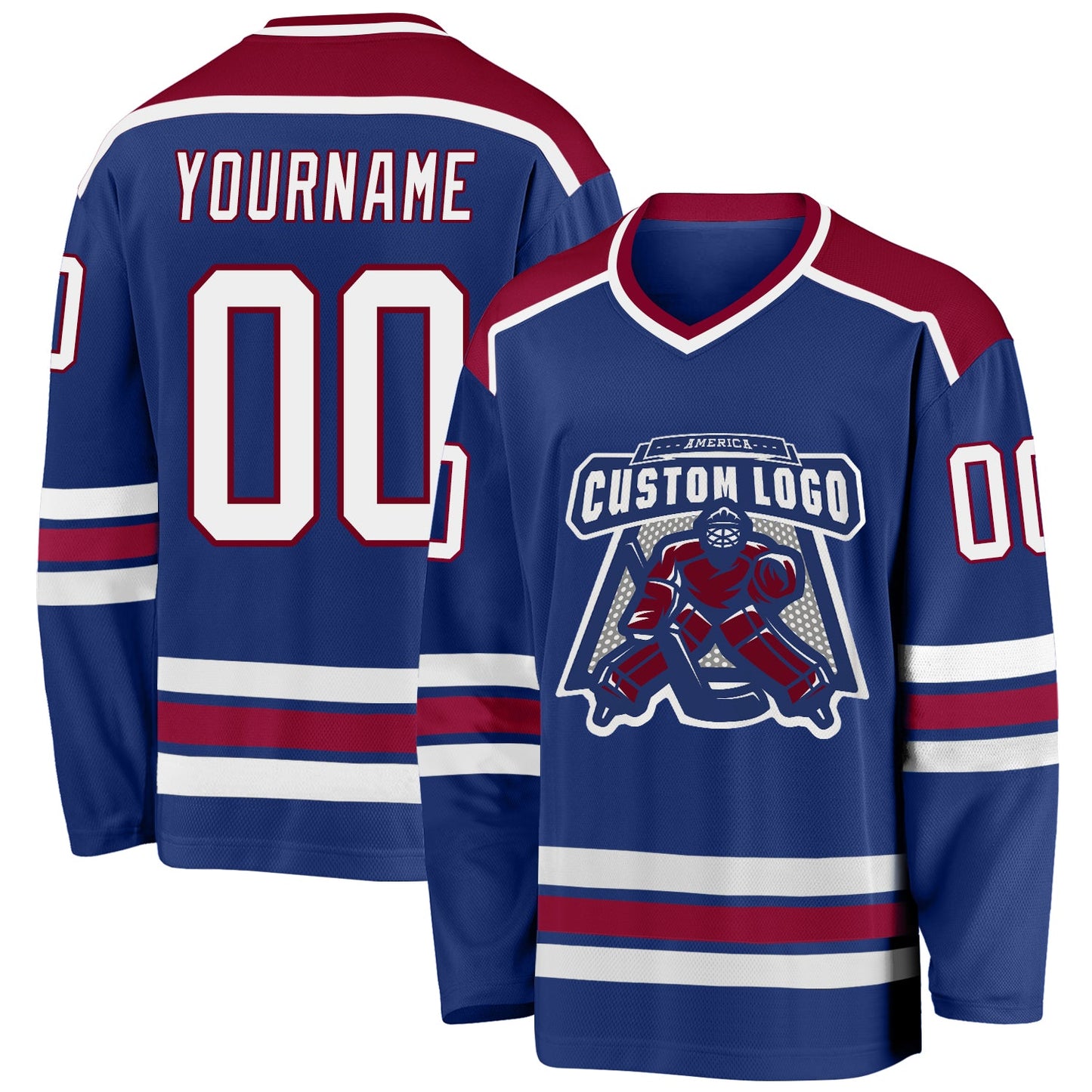 Custom Royal White-Maroon Hockey Jersey - Sky-Custom