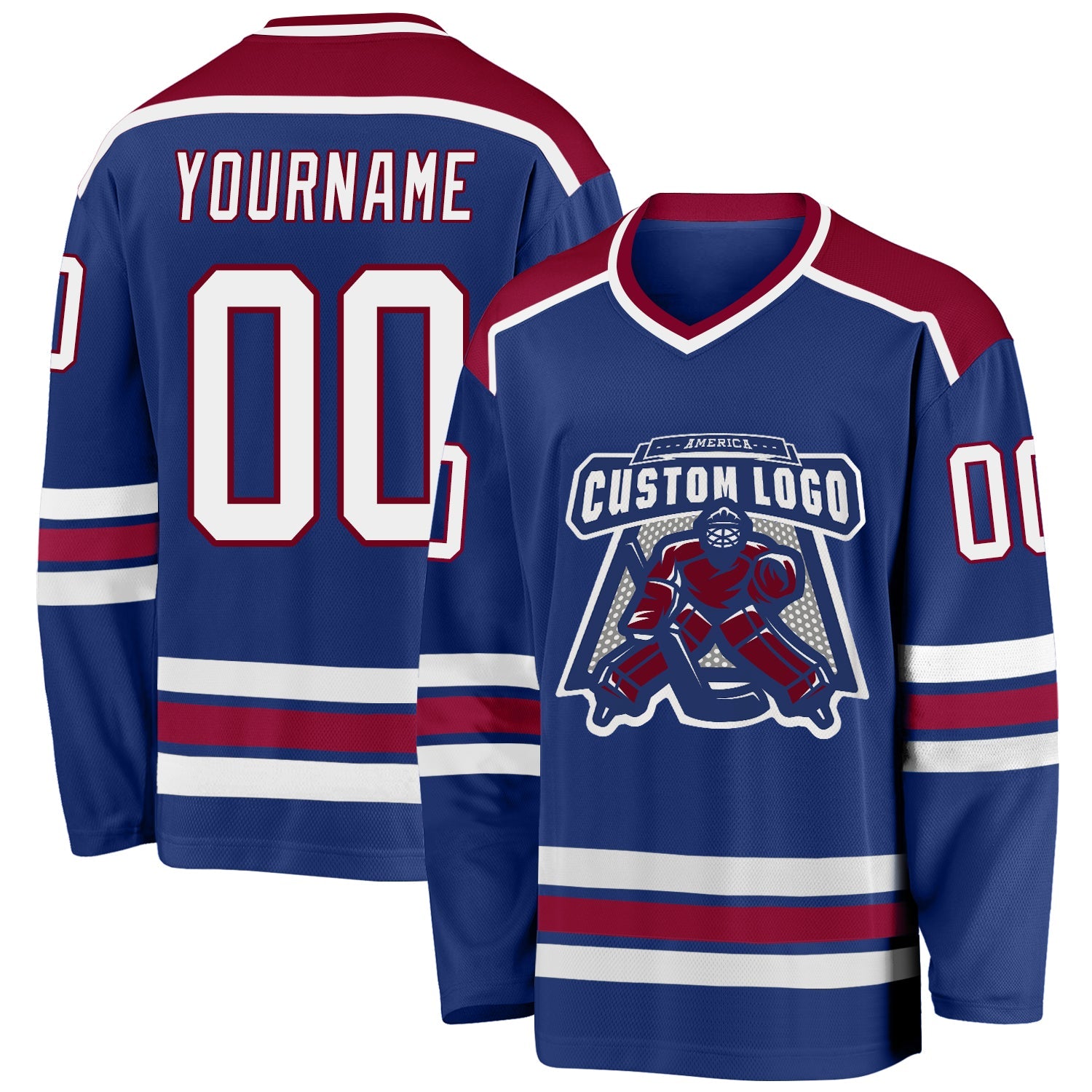 Custom Royal White-Maroon Hockey Jersey - Sky-Custom