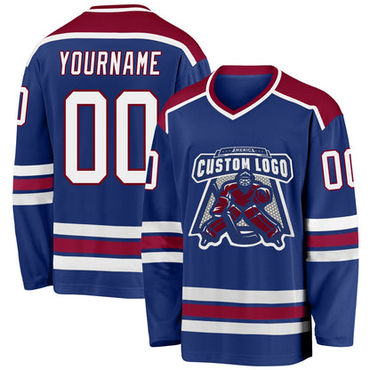 Custom Royal White-Maroon Hockey Jersey - Sky-Custom